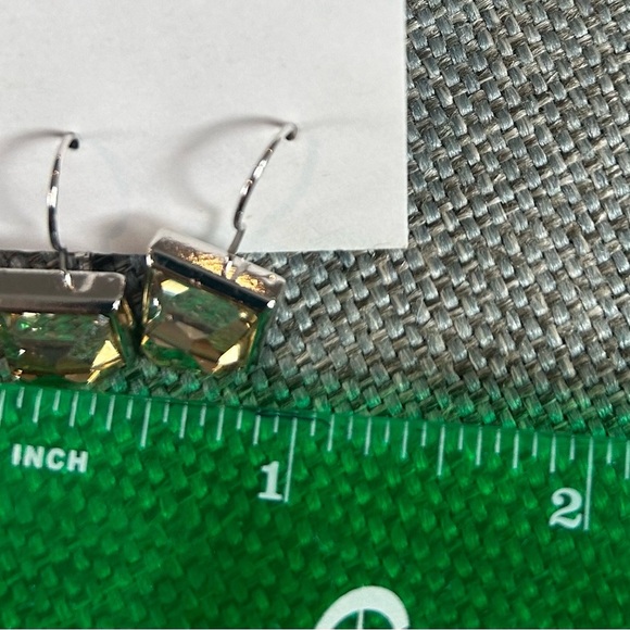 Myka Yellow Crystals Silverstone Square Earrings - Picture 9 of 10